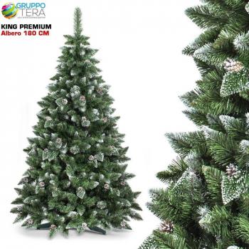 Albero di Natale Innevato con Pigne Bianco Naturale 180 cm