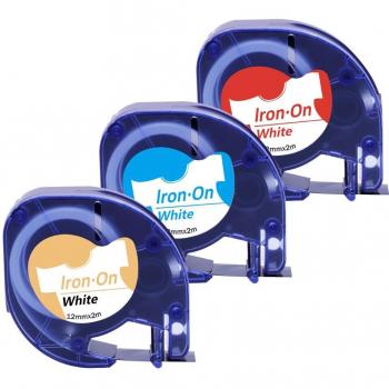 Fimax ruban de repassage sur tissu DYMO 3 pièces 12mm x 2m noir sur blanc