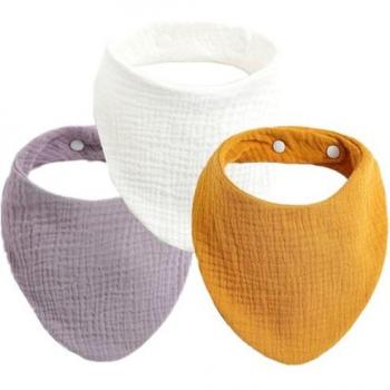 Bavoirs Tricolore Coton Doux Bébé 3 Pièces