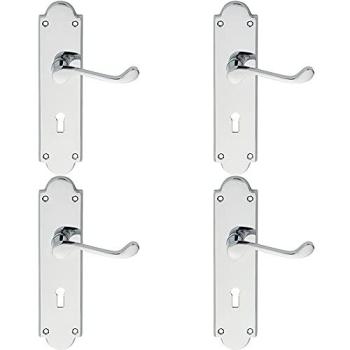 Luxury Victorian Scroll Backplate Handles – Polished Chrome, 4 Pieces
