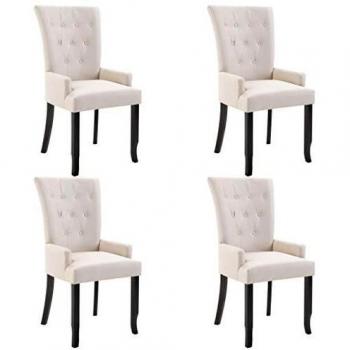 Sillas de Cocina con Reposabrazos Beige