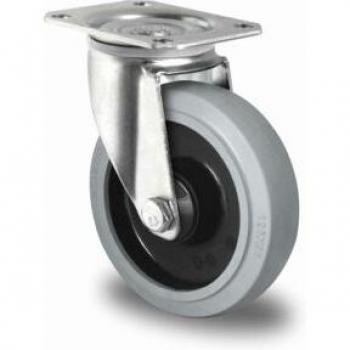 Kaiserkraft Elastik-Reifen-Lenkrolle, Rad-Ø 125 mm, Breite 38 mm