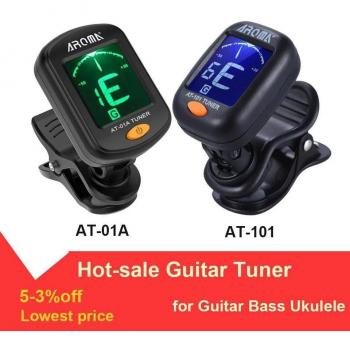 Sintonizador AROMA AT-01A/101 cromático para guitarra y bajo