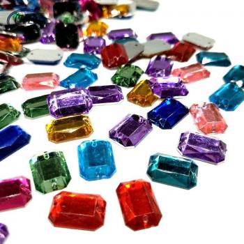 100pcs 2 Holes Acrylic Flatback Rhinestones 13mmx10mm for Sewing