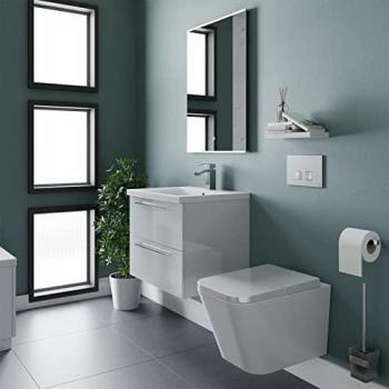 White Gloss 600mm Portland Vanity + Wall‑Mounted Toilet