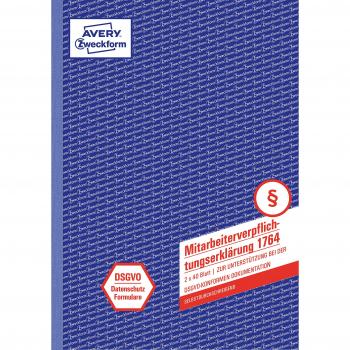 Mitarbeiterverpflichtung nach DSGVO, DIN A4, 2 x 40 Blatt, selbstdurchschreibend, gelocht mit Mikroperforation
