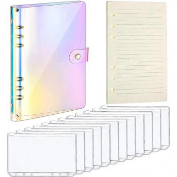 6-Ringen Notitieboek met Drukknoop en Regenboog Design