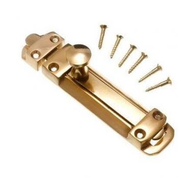 00MM Polished Brass Tower Bolt Slide Door Lock with Screws