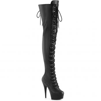 Pleaser DELIGHT-3022 Damen Boots Schwarz Matt EU 38