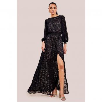 Silkwave Geo-Chiffon Maxi – Black Edition