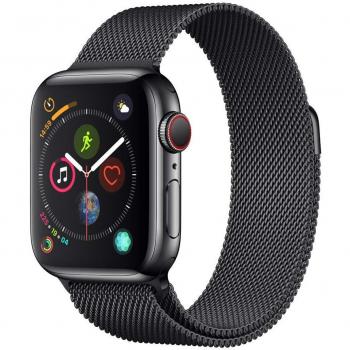 Montre Connectée Apple Series 4 40mm Noir Spatial Acier Inoxydable avec Bracelet Milanese