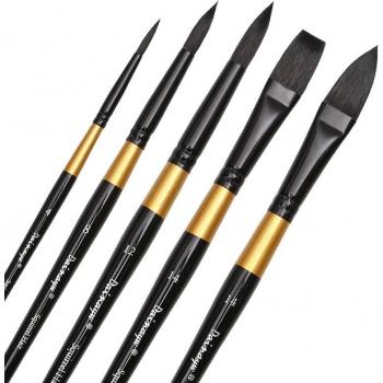 Dainayw Gouache and Ink Watercolor Brush Set, 5 Squirrel Hair Brushes