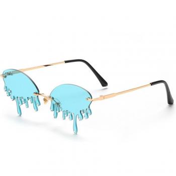 Vintage Rimless Sunglasses with Tear Shape Design