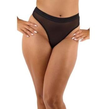 Playful Promises Icon Black High Waist Thong, Women's Size 8