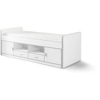 Lit Elegante Bonny 90x200 Blanc, Somier de Madera incluido