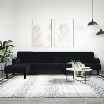 Canapé-lit L « Velvet Noir » 260 × 140 × 70 cm