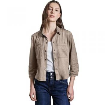STREET ONE Bluse mit Hemdkragen – Velours Look, 3/4‑Ärmel, Knopfleiste