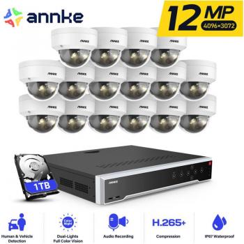 Kit de Surveillance 12MP – 32 Canaux NVR, 16 Caméras Intelligentes, Vision Nocturne LED, Alertes Email & Télécommande – Annke