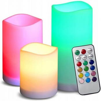 Candele RGB LED 3 pezzi + telecomando