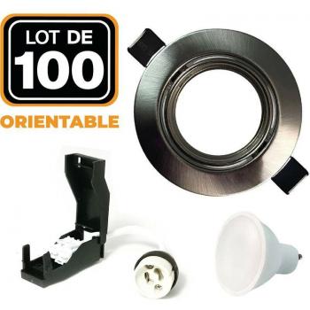 100 Spots LED encastrables orientables Alu Brossé 7W