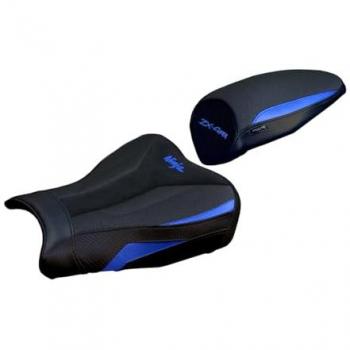Muzy Velvet Sella UltraGrip – Modello Blue con Logo BE, adatta a Kawasaki Ninja ZX 4 RR