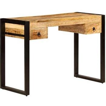 VidaXL Solid Mango Wood Desk with 2 Drawers 110x50x77 cm