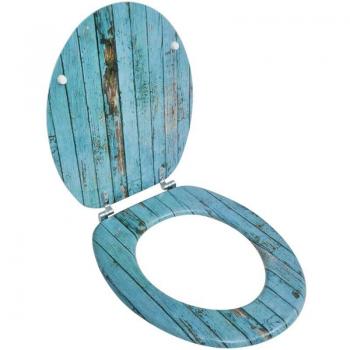 Coperchio da WC MDF Design Legno Invecchiato Blu
