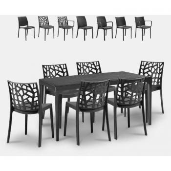 BICA 6-teiliges Gartenmöbel Set 150x90cm schwarz