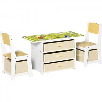Mesa Infantil de Madera con Almacenaje y Sillas