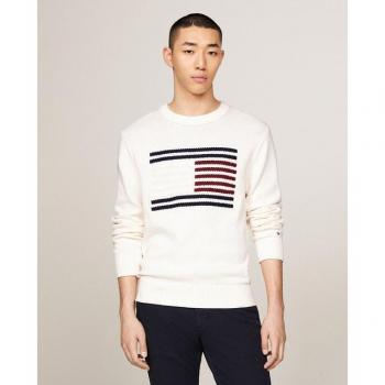 Sweater Tommy Hilfiger Modèle Drapeau Graphique Coton Blanc M