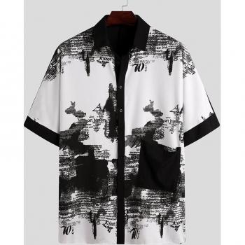 Chemise de plage INCERUN à motif urbain pour hommes