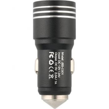 Dual-Port 2.0A Aluminum USB Car Charger for Cellphones