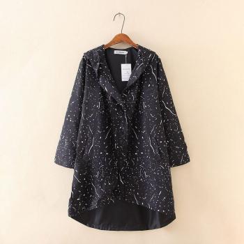 Abrigo de Gabardina Larga Manga Mujer +Talla Grande, Estilo Asimétrico con Capucha