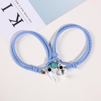2PCS Elastic Rope Couple Bracelets for Lovers with Magnetic Closure