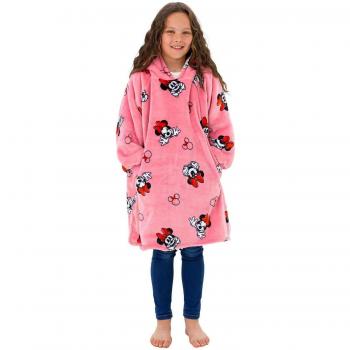 Minnie Mouse Kids' Fleece Hooded Throw Blanket, Pink
