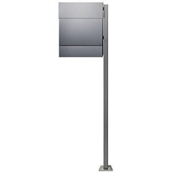 Absolut Radius Briefkasten Letterman V silber mit Zeitungsrolle und Pfosten