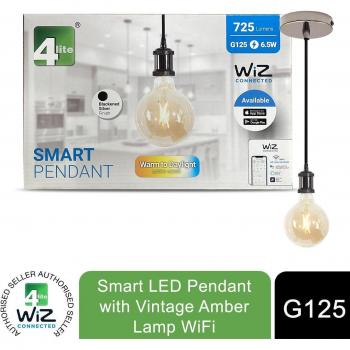 LED pendant light with WiZ connectivity and ST64 amber lamp in G125 size