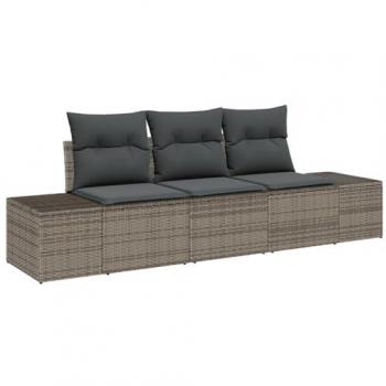 Set di Divani da Giardino con Cuscini Grigi in Polyrattan