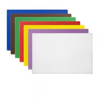 Seven‑Pack Hygiplas Low‑Density Cutting Boards + Rack (450x300x10 mm)
