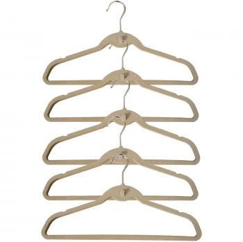 H & L Russel Collection: 5 Taupe Velvet Suit Hangers