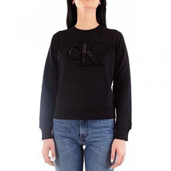 Calvin Klein Jeans Flock Monogram CK Sweater, XS Femme, Nero