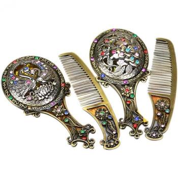 Miroir Vintage Chinois avec Peigne en Strass