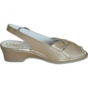 Sandalias de Mujer Lumel Clamira 4X-498 Ancho Especial en color oro