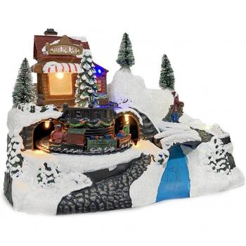 Treno di Natale con Movimento e Luci 24x16x17 cm