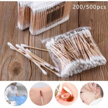 Kit de 1/2/5 palitos de limpieza de orejas con punta doble de brotes de algodón