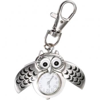Owl Design Pocket Watch Keychain