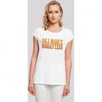 Exklusives F4NT4STIC T-Shirt Ski More Worry Less – Weiß, XS, Damen, 100 % Baumwolle
