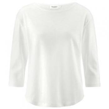 Weißes Relaxed‑Top aus Leinen, Bio‑Baumwolle, Damen, Größe 40