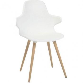 Chaise de réception Topstar T 2020, 4 pieds, résistante aux désinfectants, avec accoudoirs, blanche/hêtre