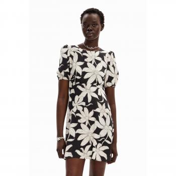 Desigual Vestido Curto Preto com Flores M